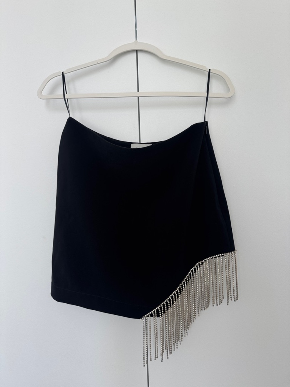 LIME - Black Asymmetric Fringe Skirt